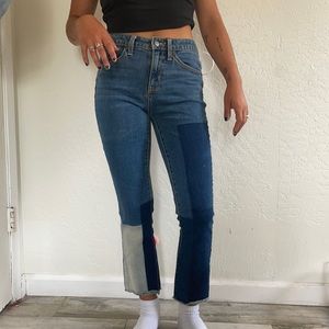 High rise kick boot crop jeans